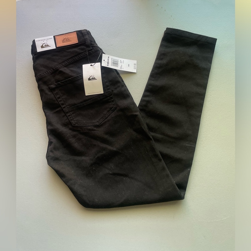 🔥Quiksilver High Waist Skinny Black Denim Jeans Size 28x28